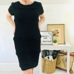 Topshop Black Metallic Knit Sweater Dress Sz 6